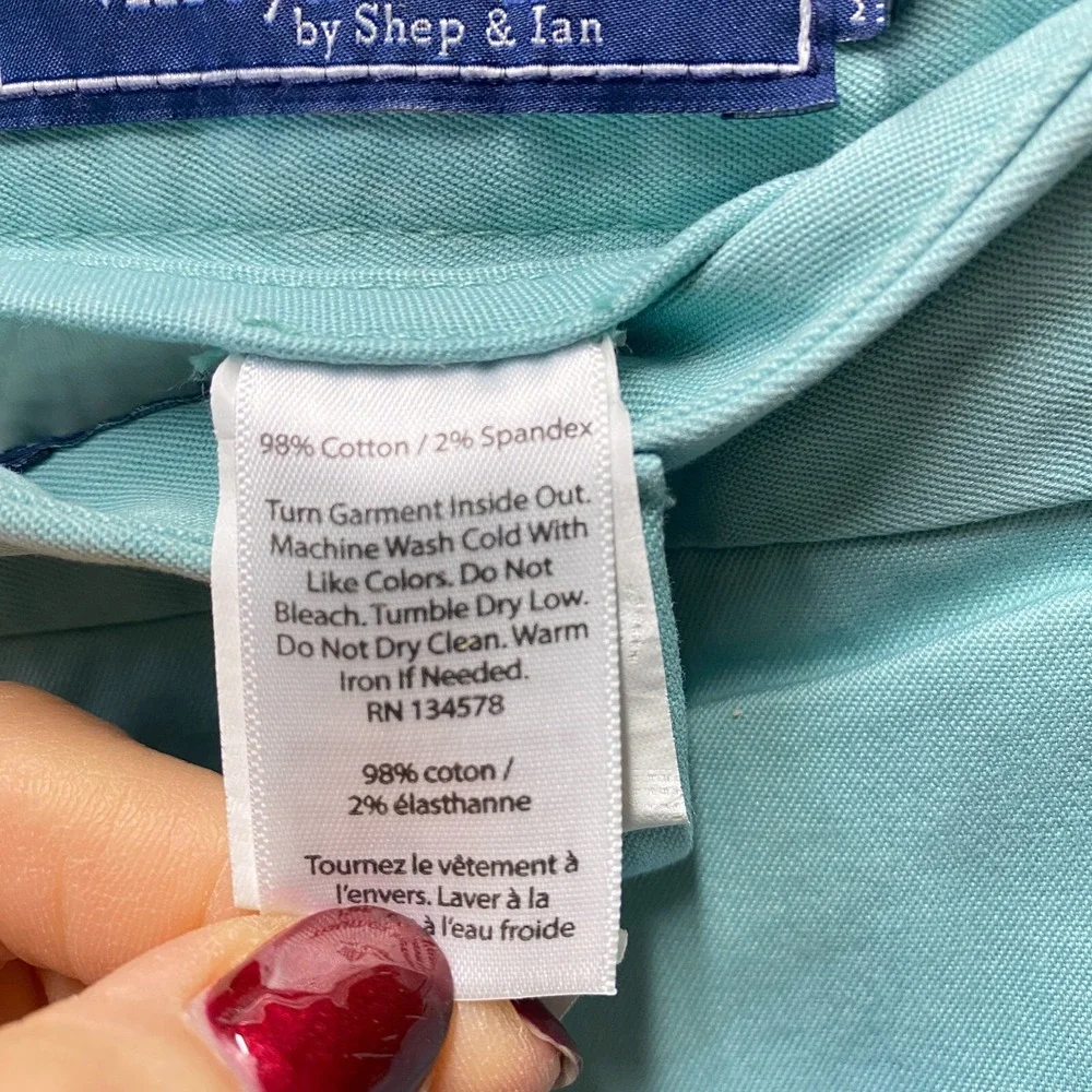 Vineyard Vines Breaker Shorts Mens 35 Mint Green Cotton Stretch Mid Rise Chino